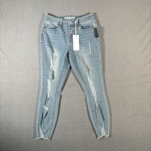 NWT Indigo Rein Jeans Girls Size 7 Ankle‎ Jeans Curvy Light Wash Distressed